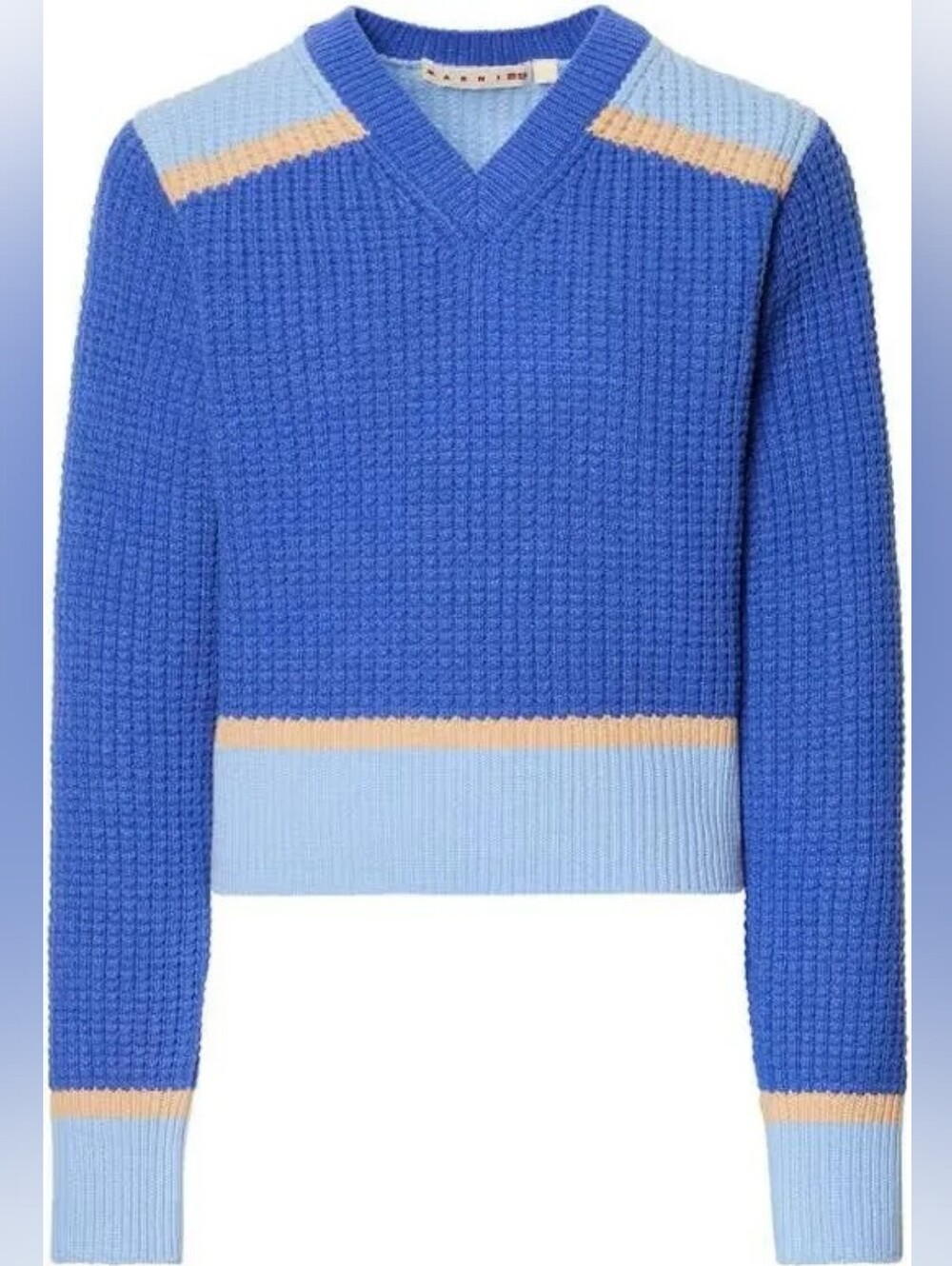 Marni x Uniqlo Blue Colorblock V-Neck Sweater